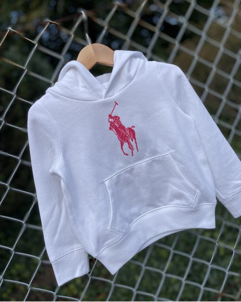 Mikina dětská Ralph Lauren bílá s kapucí